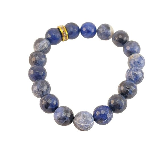 Sisco Berluti Sodalite Stretch Bracelet Facited Stones with Rhinestone Accent - Picture 3 of 9